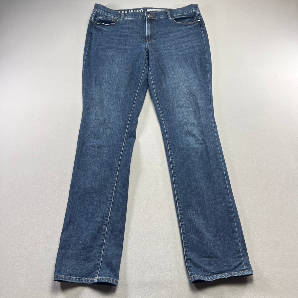 Dkny Soho Skinny Jeans Womens 12x34 Blue Cotton Stretch Medium Wash Streetwear